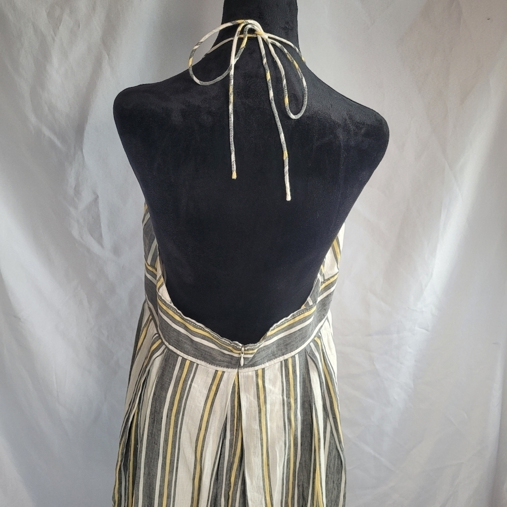 J.Crew Sylvan Backless Halter Striped Dress Linen Blend Size 14( see measurement - Picture 4 of 12
